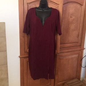 Charlotte Russe | Burgundy Plunging Neck Dress